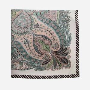 Hermès Cashmere Silk Shawl “Au Bout du Monde” Mint/Black Size 140